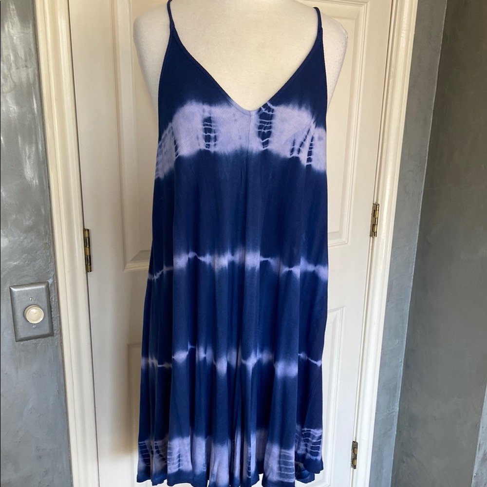 Volcom Boho Blue and White High Low Beach Dress Large/14